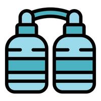 Double diving oxygen tank connecting with tube for safe diving vector