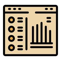 Web page showing bar chart and data analysis results vector