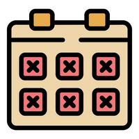 Calendar showing crossed out days representing busy schedule or deadline vector