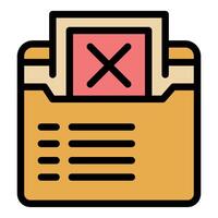 Rejected document with error mark in folder is showing problems with file storage vector