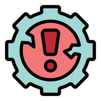 Broken gear showing exclamation point warning of system error vector