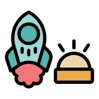 Rocket launching with light bulb symbolizing new ideas and innovation vector