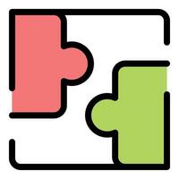 Two connecting puzzle pieces representing problem solving and teamwork vector