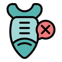 Teeth whitening strip showing ineffectiveness with cross mark icon vector