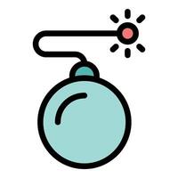 Round bomb with burning fuse exploding, terrorism and danger concept vector