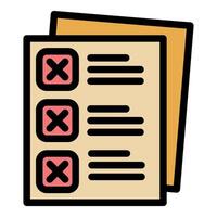 Document showing rejection of multiple items with cross marks in boxes vector