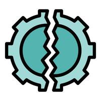 Broken gear wheel symbolizing business failure and technical issue vector