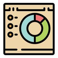 Web page showing colorful pie chart and data points vector