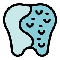 Damaged tooth showing signs of demineralization and decaying enamel vector