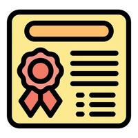 Official certificate with red ribbon and seal representing achievement vector