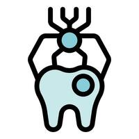 Nanorobot repairing a damaged tooth using nanotechnology vector