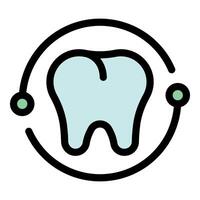 Clean tooth surrounded by rotating circular line symbolizing dental care vector