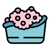 Basin full of soapy water with foam creating bubbles for laundering clothes vector