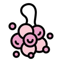 Pink bubble bath bomb hanging and dissolving, creating lots of small bubbles vector