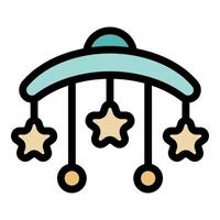 Baby mobile with hanging stars and balls is gently rotating vector