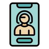 Smartphone showing online user profile with button for chatting or calling vector