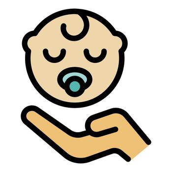 mano participación dormido bebé con chupete, adopción y cuidado de niños concepto vector