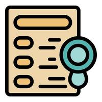 Magnifying glass hovering over checklist on clipboard representing task management vector