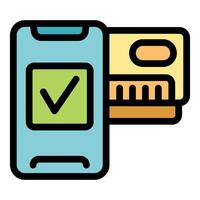 Mobile payment accepted showing check mark and credit card vector