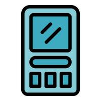 Retro handheld gaming console showing colorful display and buttons vector