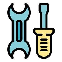 Wrench and screwdriver representing fixing and repairing vector