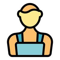 Farmer wearing dungarees and looking forward, vector