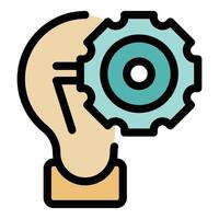 Light bulb and gear symbolizing innovative thinking and creative problem solving vector