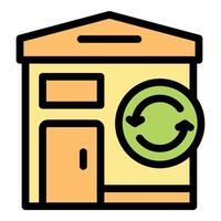 Eco friendly building implementing sustainable practices with recycling system vector