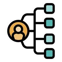 Manager distributing work to his team, workflow and collaboration concept vector