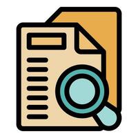 Magnifying glass exploring text document, unveiling insights vector