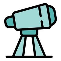 Telescope standing on a tripod observing the sky vector