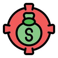 Targeting money bag, achieving financial goals with precision and strategy vector