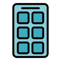 Smartphone showing a grid of app icons displaying mobile applications vector