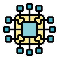 Electronic microchip connecting multiple nodes processing data vector