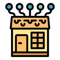 Smart home technology connecting house to network vector