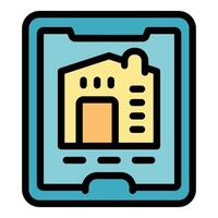 Smart logistics app showing warehouse on mobile device screen vector