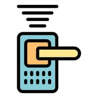 Smart door lock emitting signal, ensuring security and access control vector
