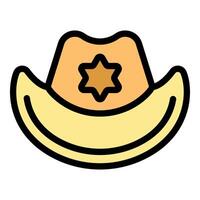 Sheriff cowboy hat with star badge, maintaining order in wild west vector