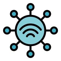 Wireless network connecting multiple devices sharing data vector