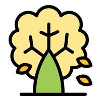 Autumn tree losing its golden leaves in gentle breeze vector
