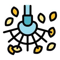 Combine harvester harvesting wheat crop in field icon illustration vector