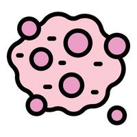 Pink asteroid flying in space with craters and debris vector