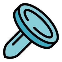 Blue push pin for notice board and office communication vector