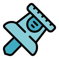 Push pin with measurement marks securing important documents vector