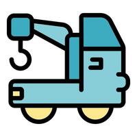 Tow truck with crane lifting hook, ready for rescue and towing service vector