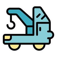 Tow truck handling roadside assistance with crane and hook vector