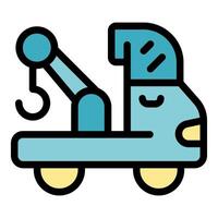 Toy tow truck lifting with crane in playful design vector