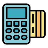 Pos terminal processing credit card payment, modern banking technology vector