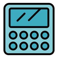 Light blue calculator showing empty display and round buttons vector