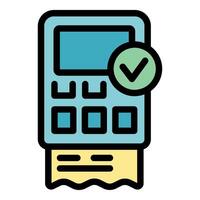 Payment terminal showing successful transaction and printing receipt vector